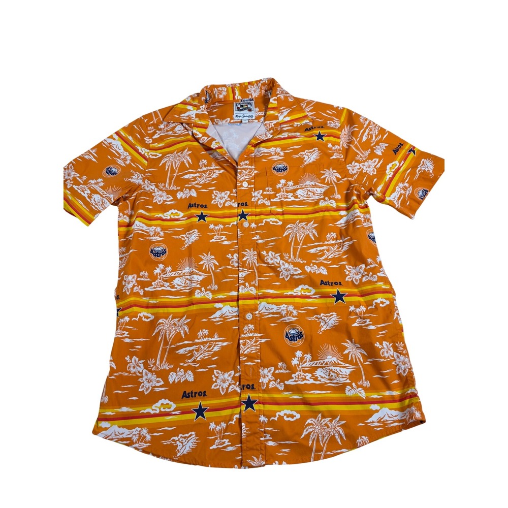 Reyn Spooner Houston Astros MLB Cooperstown Collection Orange Hawaiian Shirt S